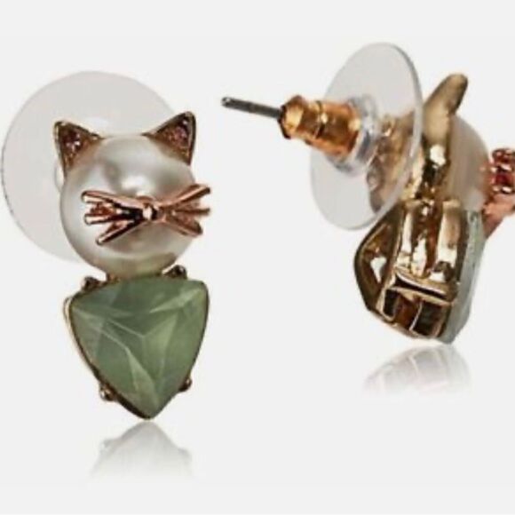 💚 Betsey Johnson NEW unique kitty cat earrings 💚 - Picture 3 of 6